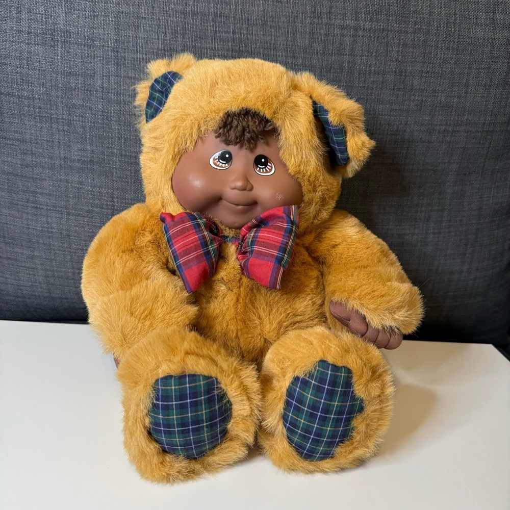 Kuddle Love Kids 1999 Vintage Teddy Bear Paid Bow 15” Cabbage Patch NWOT